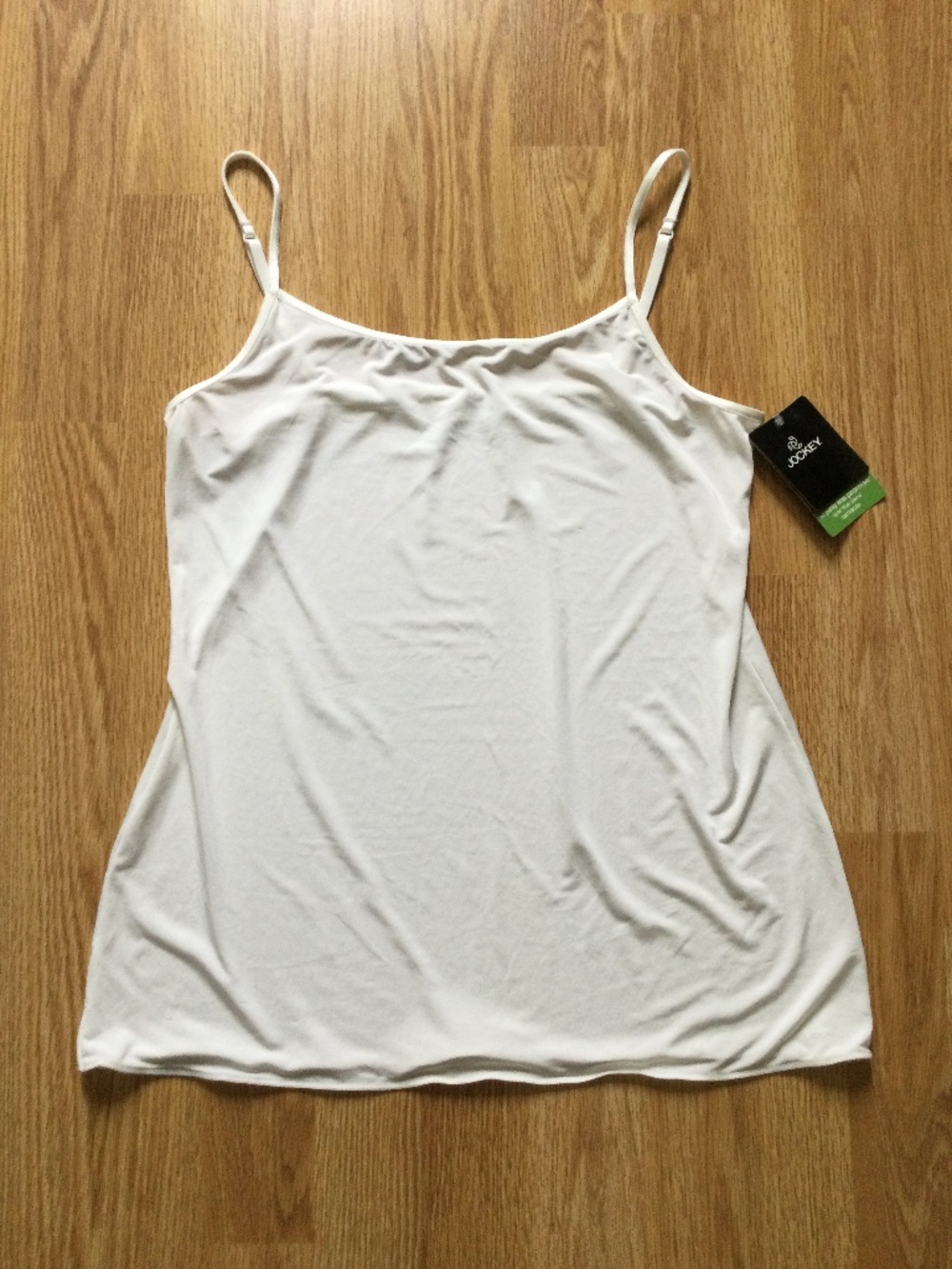 Jockey Tactel Fiber Blend White Camisole XL Adjustable Straps Tag Free NWT
